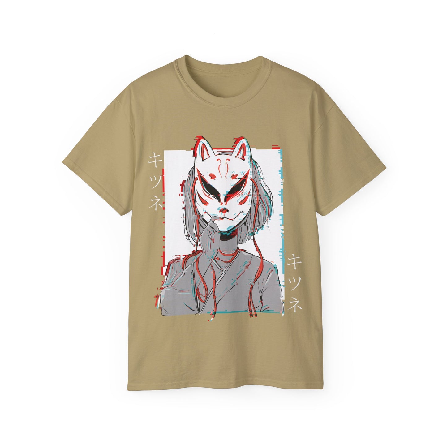 Womens Kitsune Mask Glitch T-Shirt