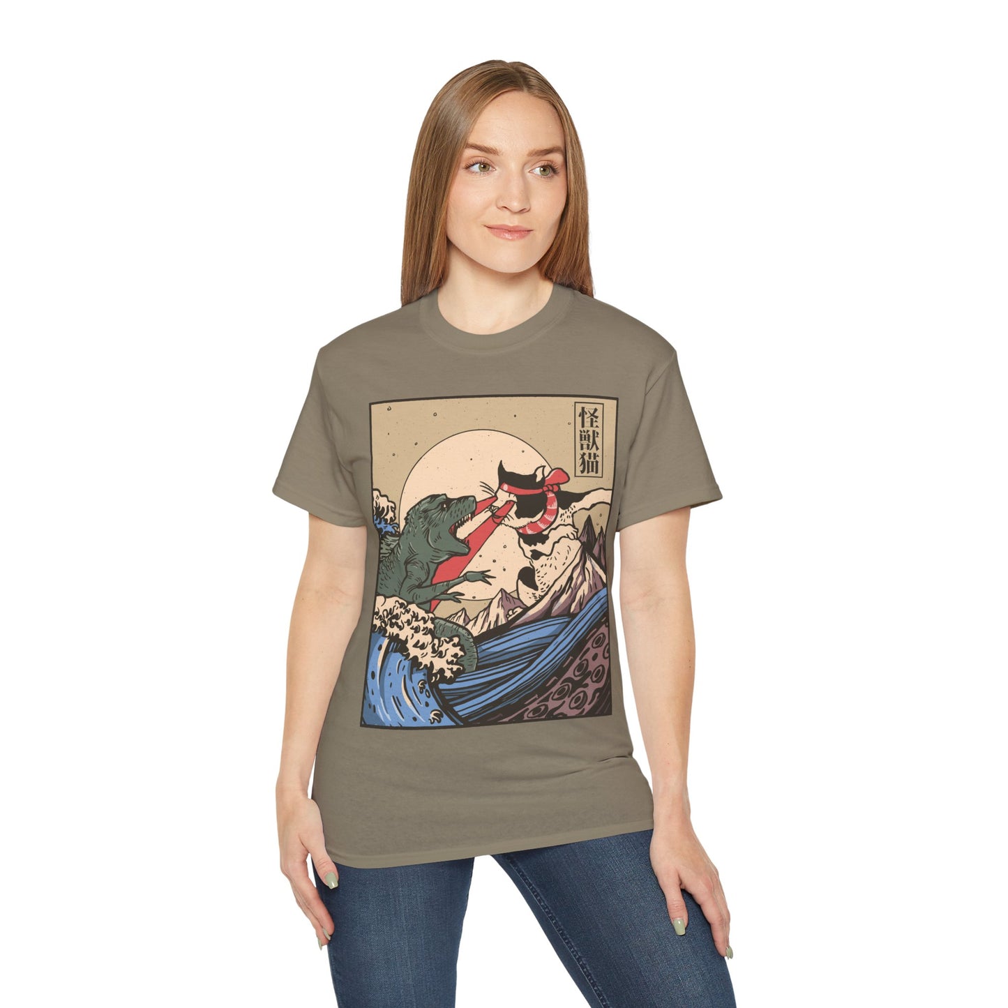 Mens Vintage Cat Vs Godzilla Tee