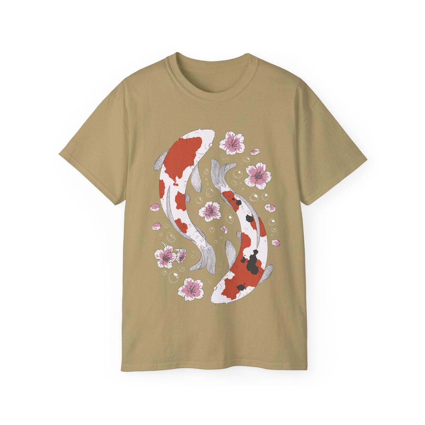 Womens Koi Fish & Flowers Tee
