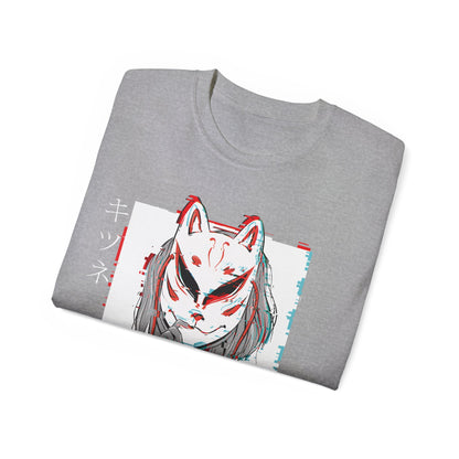 Womens Kitsune Mask Glitch T-Shirt