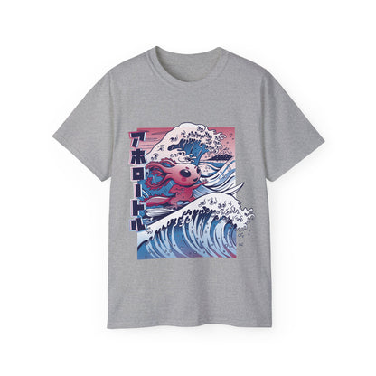 Womens Vaporwave Surfing Axolotl T-Shirt