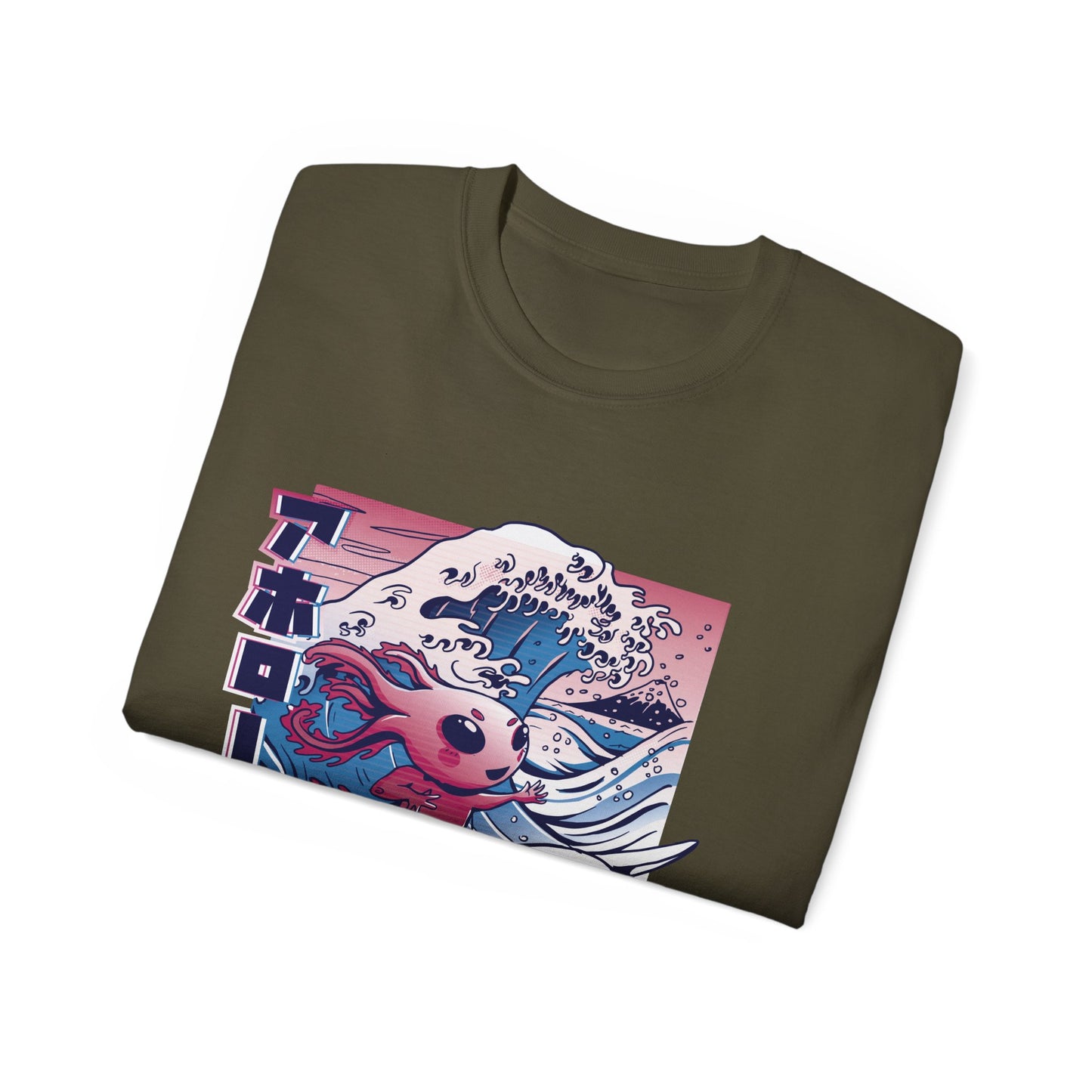 Womens Vaporwave Surfing Axolotl T-Shirt