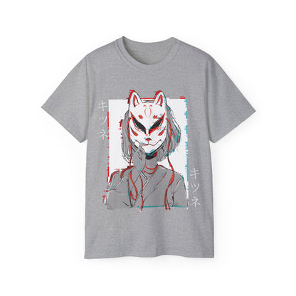 Womens Kitsune Mask Glitch T-Shirt