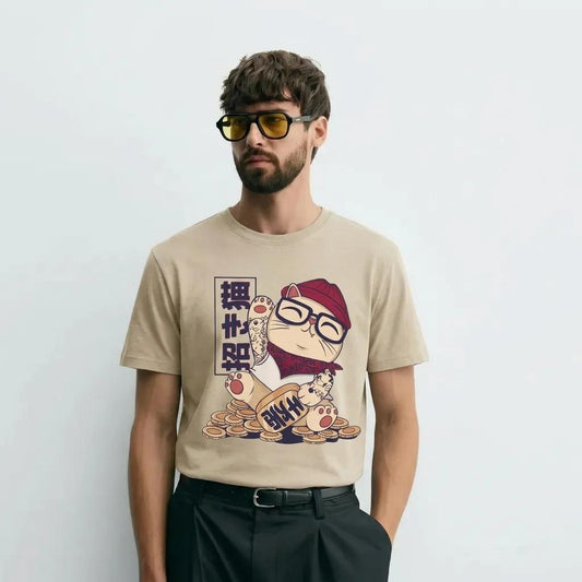 Mens Cool Maneki Neko Tee