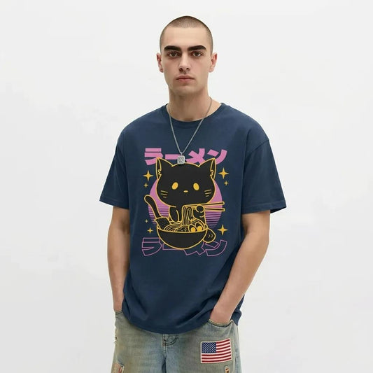 Mens Black Cat Ramen Tee