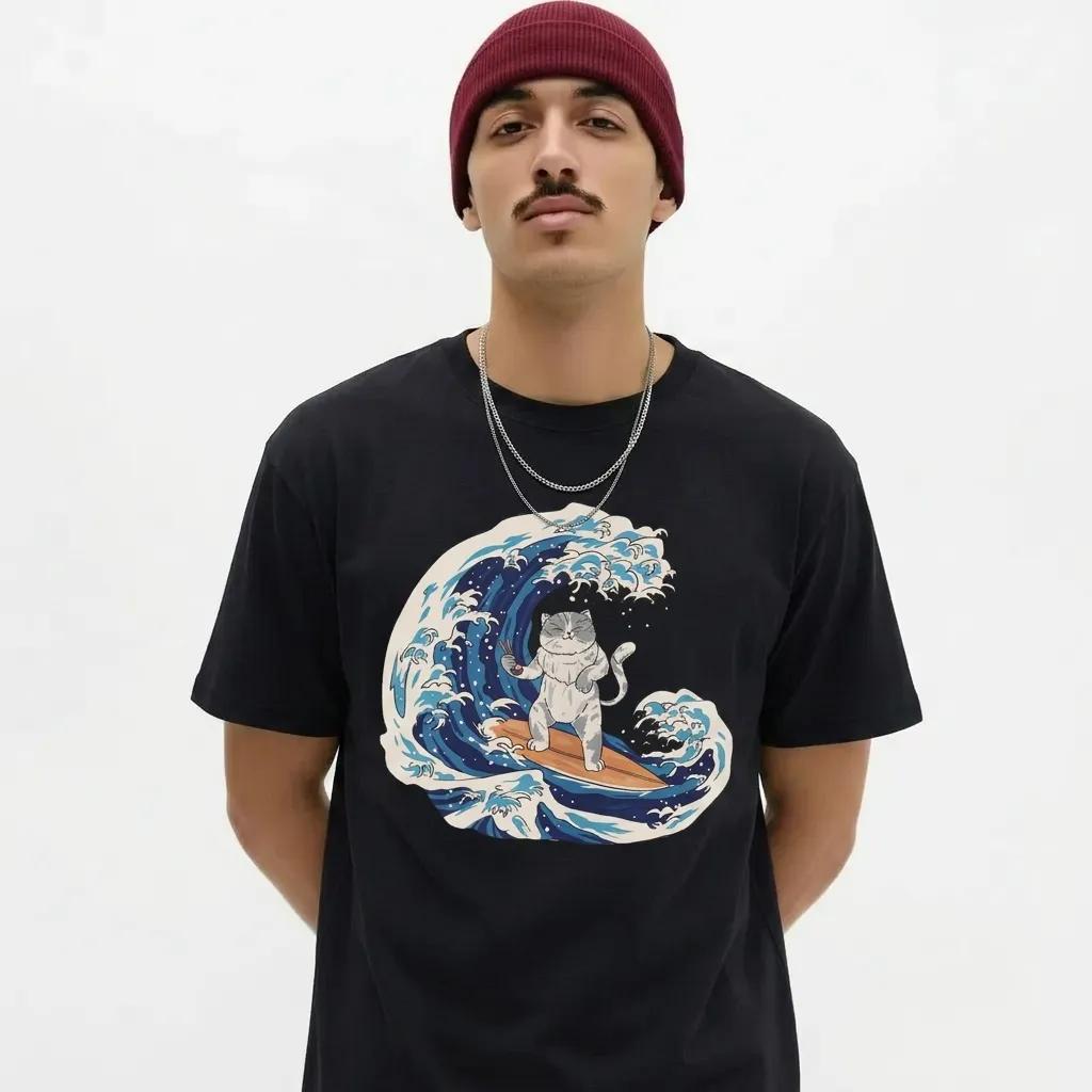 Mens Cat Surfing Tee 2