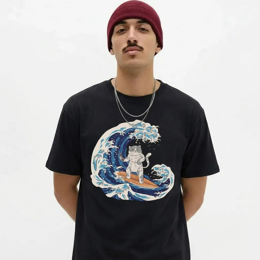 Mens Cat Surfing Tee 2