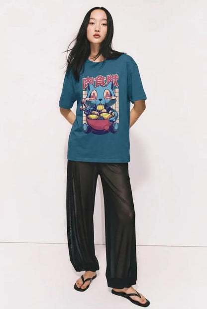 Womens Happy Cat Ramen Tee