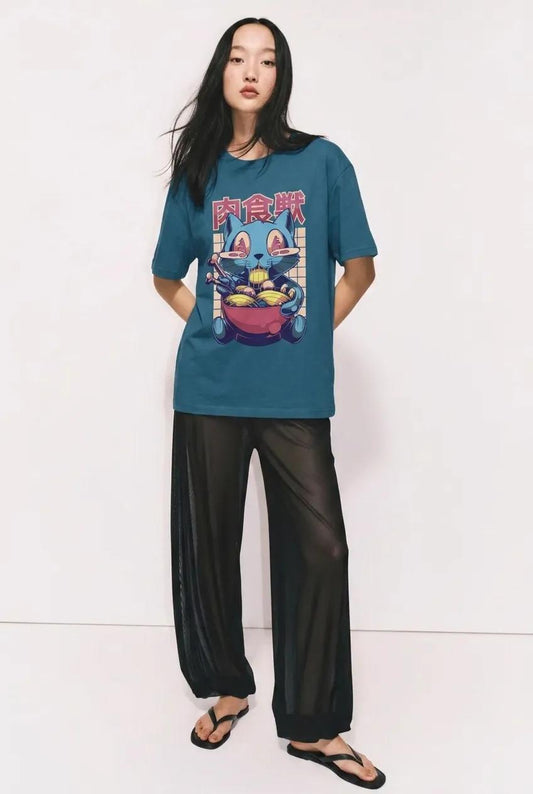 Womens Happy Cat Ramen Tee
