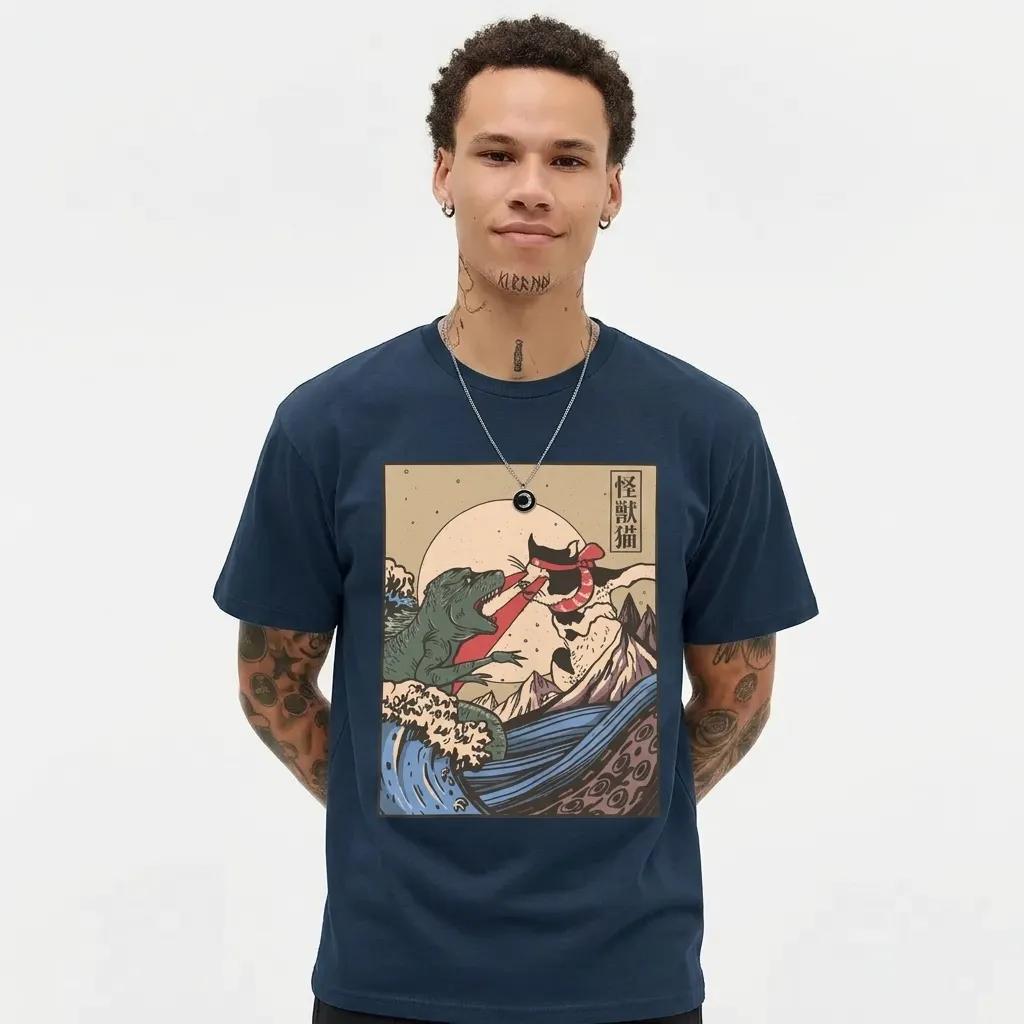 Mens Vintage Cat Vs Godzilla Tee