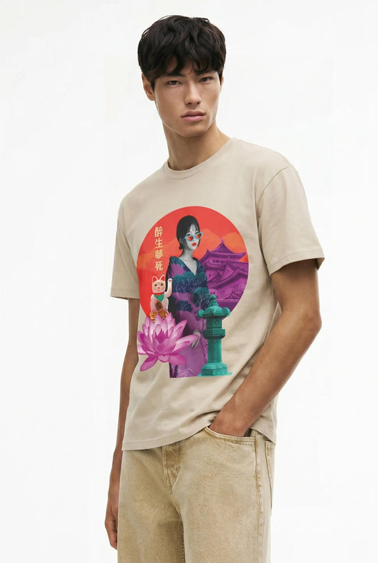 Mens Japanese Temple Collage Tee