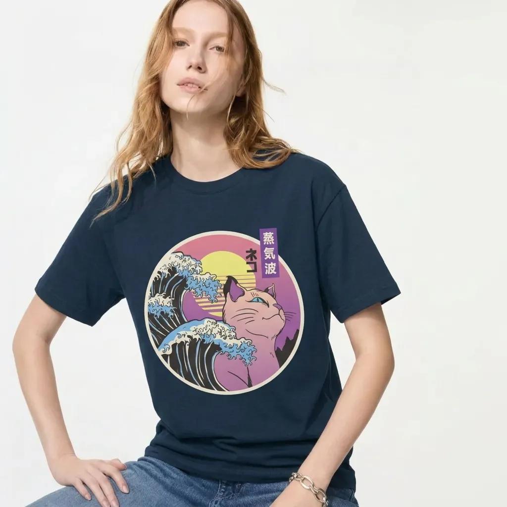 Womens Vaporwave Cat Tee