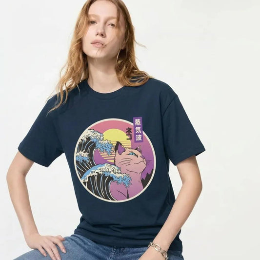 Womens Vaporwave Cat Tee