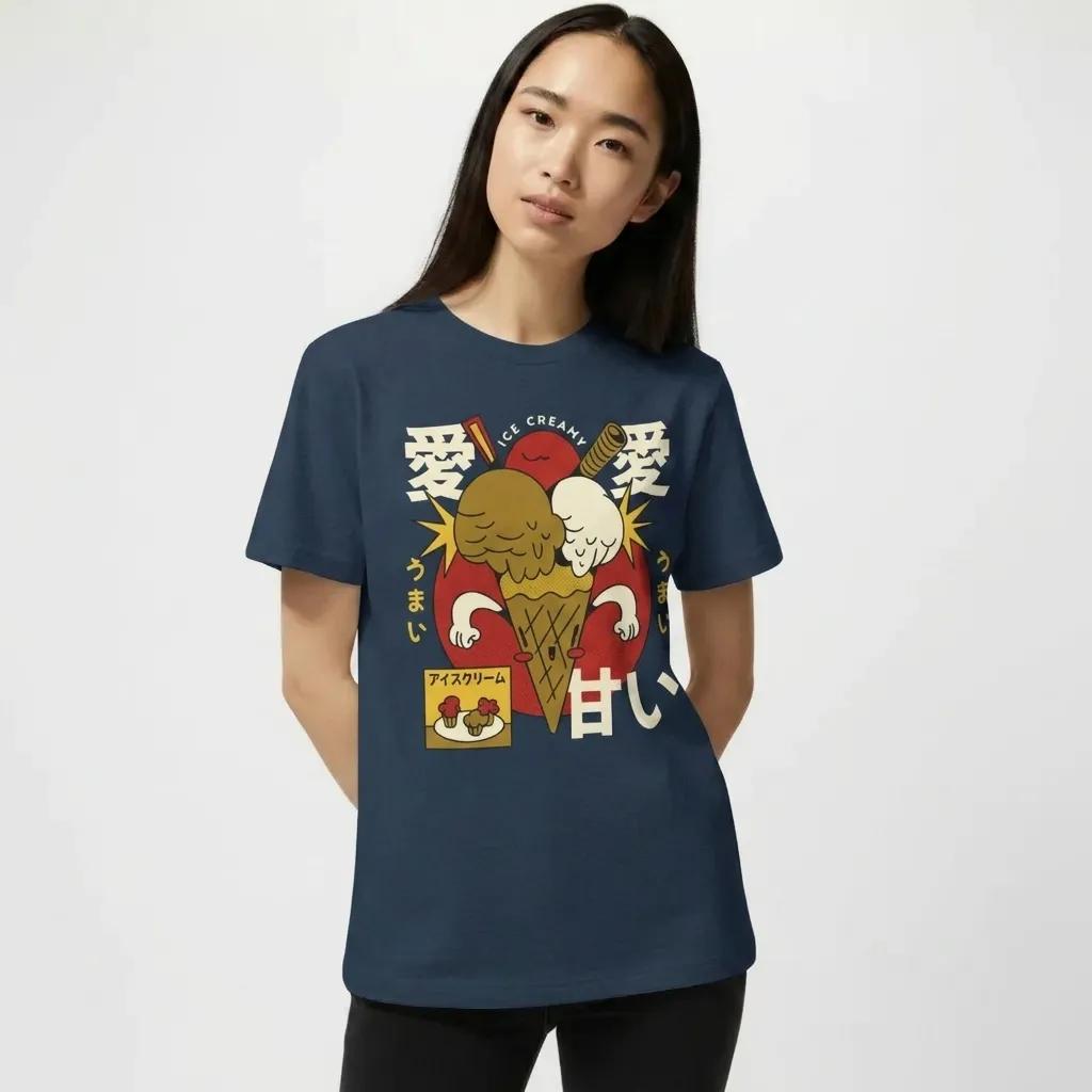 Womens Cartoon Ice Cream Tee
