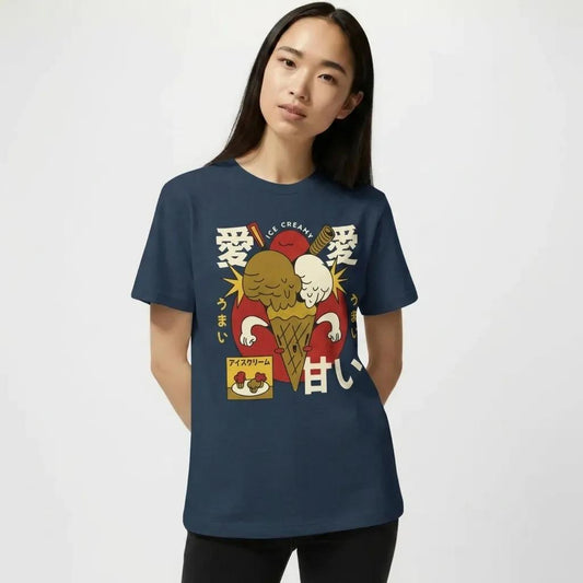 Womens Cartoon Ice Cream Tee
