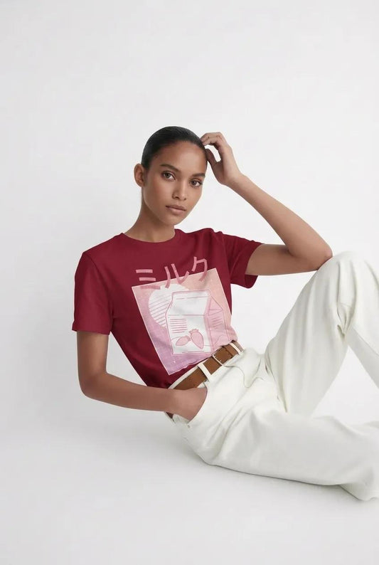 Womens Vaporwave Strawberry Milk Tee