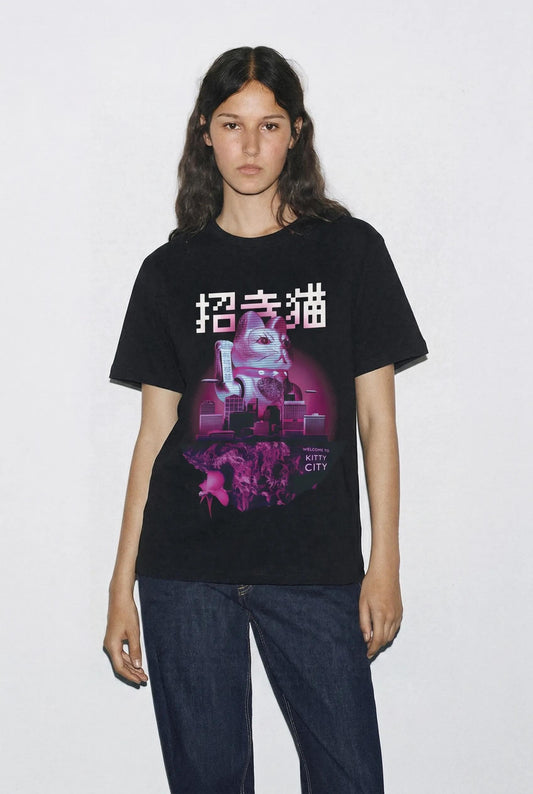 Womens Maneki Neko Floating Island Tee